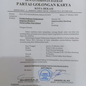 Undangan Musda Partai Golkar ke V di Bandung