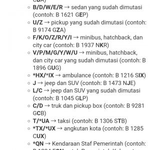 Kode Plat Mobil