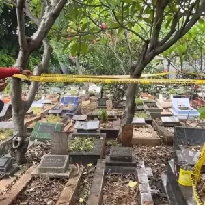 Lokasi Penemuan Mayat di TPU Bekasi.