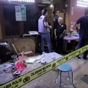 TKP Kasus Perampokan Istri Bos Besi Tua di Cikarang Utara.